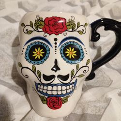 Skull Mug Stoneware Day Of The Dead