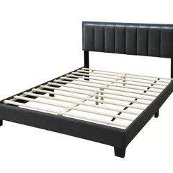 Queen Size Led Ligh Charcoal Platform With Ortho Mattress 