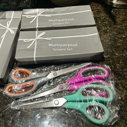 3 pack Heavy Duty Scissors w/ Ultra Sharp Blades & Comfort Grip Handles(Office,Home,School & Crafts)