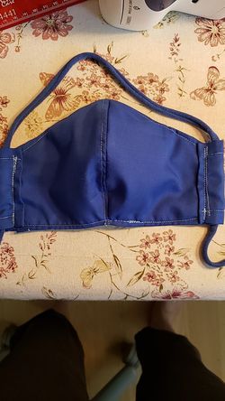 Adult medium blue face mask w internal pocket-cotton