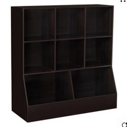 DINZI LVJ Toy Storage Organizer, Kids Bookshelf, Wood Toy Storage Cabinet, 3-Tier, Expresso - New In Box