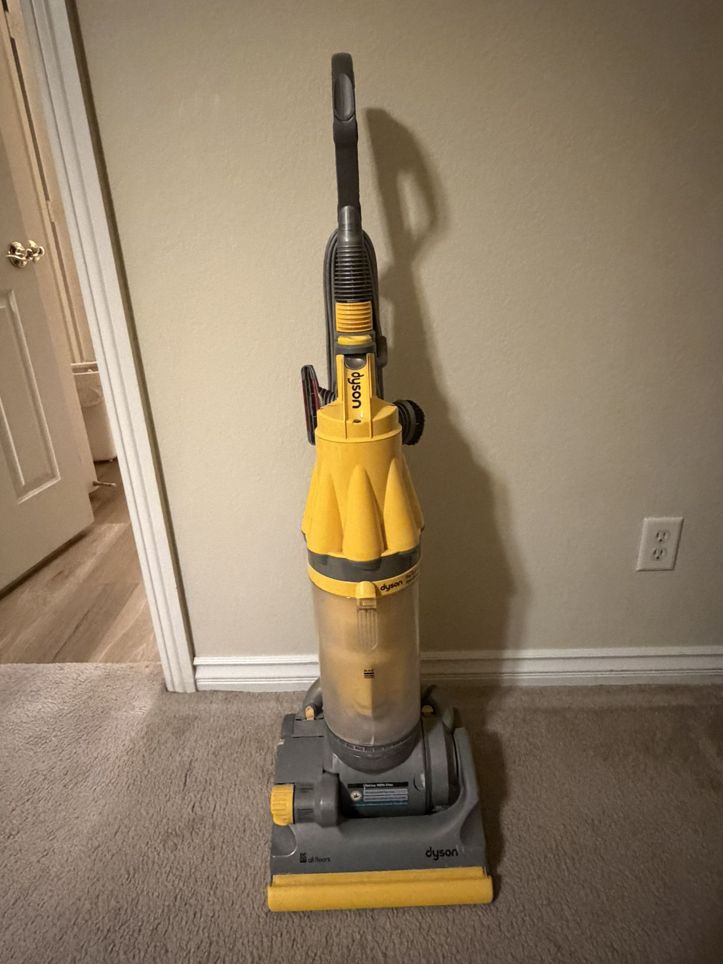 DysonDC07 All Floors Upright Vacuum Yellow Root Cyclone Vacuum with Attachments
