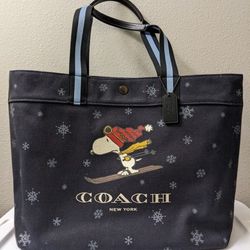 Brand New Authentic Coach Large Denim Peanuts Tote