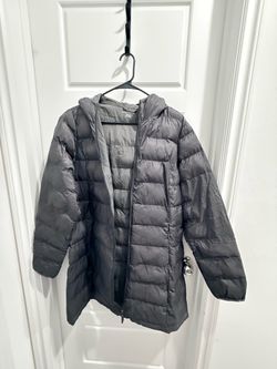 Gray Long Hooded Puffer Jacket