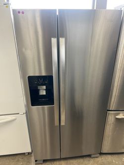 Whirlpool stainless steel side by side refrigerator , 33" wide -free delivery