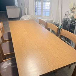 91” Dining Table and Six Chairs