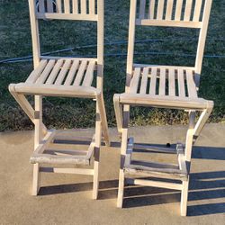 2 Foldable Wooden Chairs/  Bar Stools.