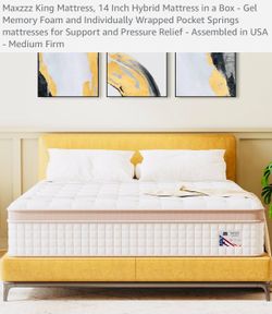 NEW 14” King Size Hybrid Mattress Medium Firm - Still in box $275 Price Is Firm