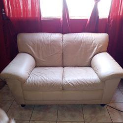 White Leather Loveseat