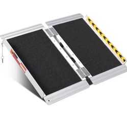 Non-Skid Foldable Wheelchair Ramp 2FT, Threshold Ramp with a Non-Slip Surface, Portable 