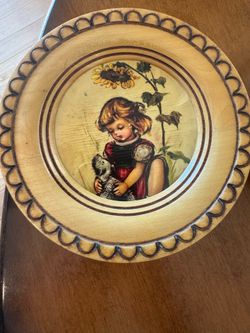 vintage German children Goebel Hummel wooden wall plaques