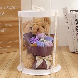 Valentines Day Gift Teddy bear & artificial Soap flower bouquet