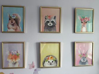 Set of 6 Woodland Animal Framed Art Prints