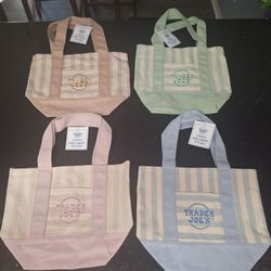All 4 COLORS! Trader Joes Mini Striped Canvas Tote Set - $100