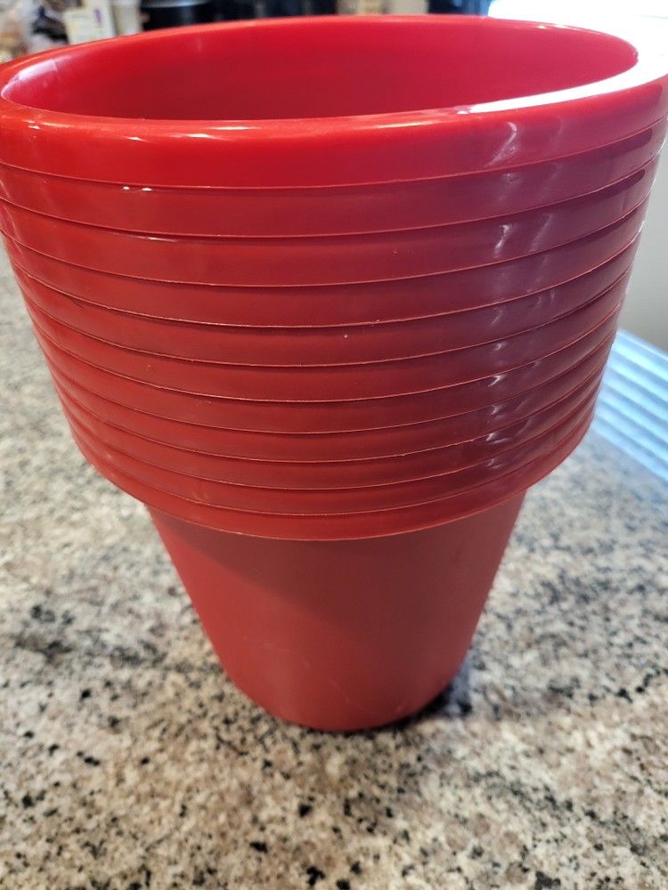 πΉ Set of 11 Red Plastic Flower Pots β 8β³ Wide Planters πΏ