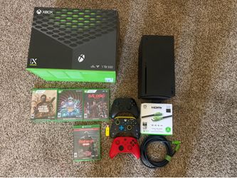 Xbox series X with 3 controllers & 4 games