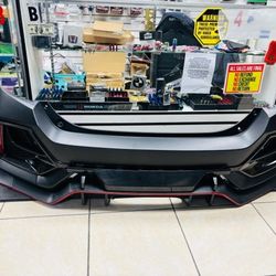 2017-2021 Rear Bumper Cover Fascia For 2017 2018 2019 Honda Civic Hatchback CAPA 
Diffuser carbon look included