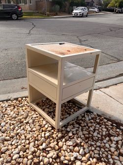 Free White Nightstand with Drawer and Open Shelf