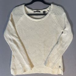 Maison Scotch Open Knit Mesh Sweater Small Cream Ivory Scoop Neck Raglan S Read