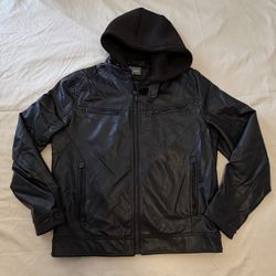 Michael Kors Hooded Faux Leather Jacket Mens Medium