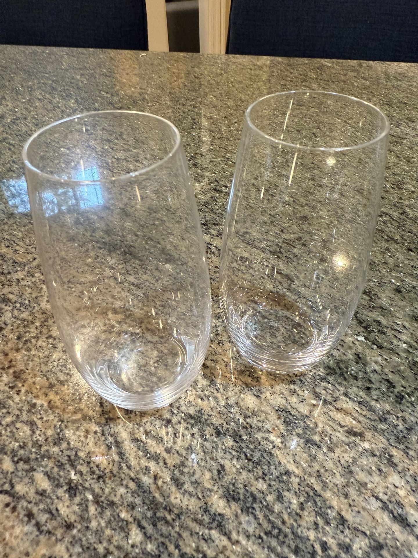 (2) Riedel O Series Stemless Champagne Flutes 6” Crystal Prosecco Glasses EUC