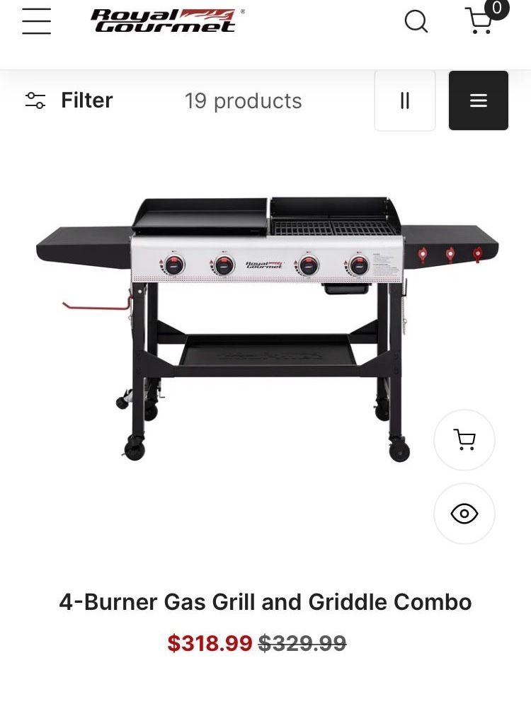 BBQ 4-Burner Gas Grill and Griddle Combo by Royal Gourmet GD403 multi-functional Includes in sake is half full G can Do what you want grill or griddl