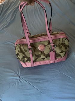 Coach Signature Canvas Satchel Pink Trim
