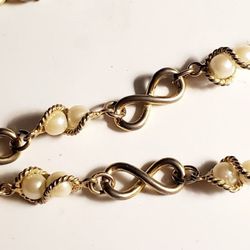 Gold-tone Metal And Caged Faux Pearl Necklace and Bracelet set