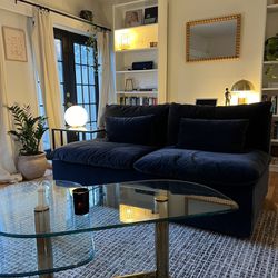 Navy Blue Velvet Sleeper Sofa by Sixpenny Home