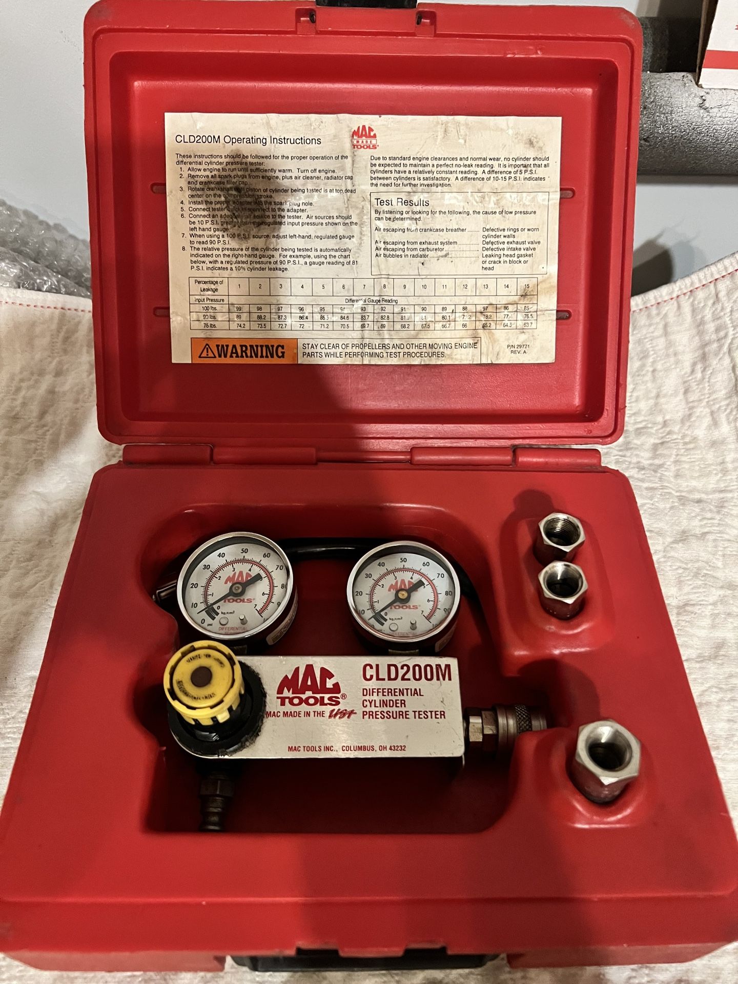 MAC Tools, DIFFERENTIAL CYLINDER PRESSURE TESTER # CLD200M-6