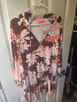 Maaji brown, white and orange floral print dress in a L
