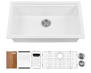 New 30 Inch White Granite Composite Sink Workstation, 30 X 18 White Undermount Kitchen Sink