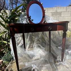 VINTAGE RED WOOD WHOLE WOOD VANITY MAKEUP DESK 