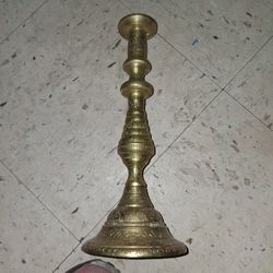 Antique Middle Eastern Brass Candle Holder.