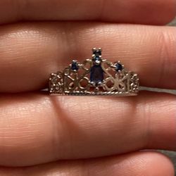 Sapphire Crown Ring 925 Size 8