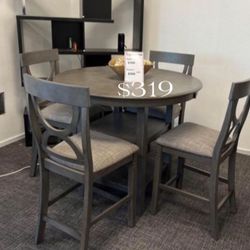 Elegant 5-Pc Counter Height Dining Set W/Under-Shelf Table