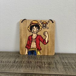 One piece Luffy Wood Burning 6 x 6”