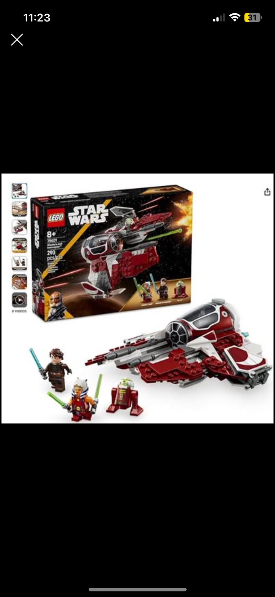 New! LEGO Star Wars: The Clone Wars Ahsoka's Jedi Interceptor Spaceship Building Toy - Star Wars - 75401