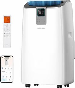 14,000 BTU Portable Air Conditioner, 4-in-1 Smart AC with WiFi Whisper-Quiet 41 dB Cooling with App and Voice Control for Large Rooms, Apartments and
