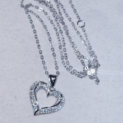 925 Silver Heart Pendant With Genuine Moissanites 