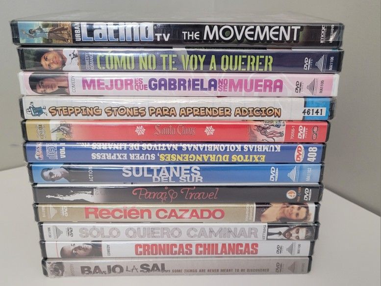 Lot of 12 Spanish Motif DVDs Assorted Chronicas Chilangas Recien Cazado Santa