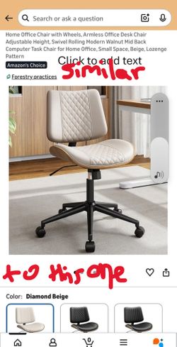 NEW Beige Walnut Office Chair Diamond Quilted Swivel Rolling Adjustable