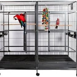 LARGE Double Macaw Parrot Cockatoo Bird Breeder Pet Cage w/ Divider