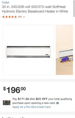 Cadet 35 in. 240/208-volt 500/375-watt SoftHeat Hydronic Electric Baseboard Heater in White