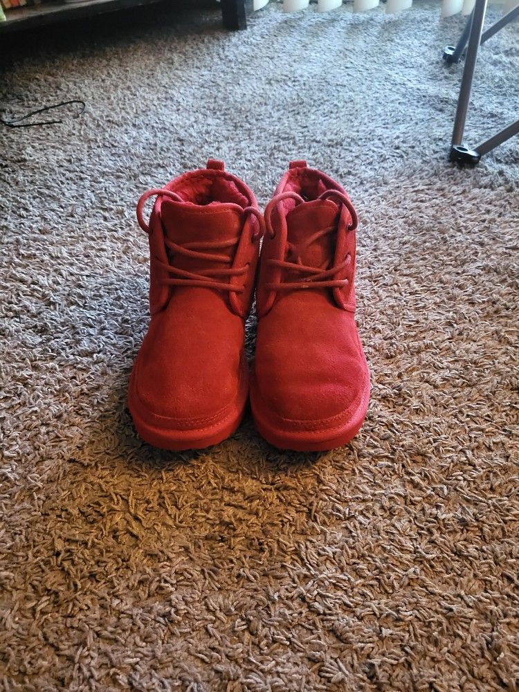 UGG Neumel II Red Suede Sheepskin Chukka Ankle Boots