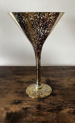 2 Piece Set Gold Speckled Martini glass accent decor