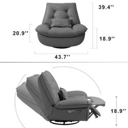 SITJOY Power Recliner Chair, Oversized Electric Swivel Rocker Recliner with USB Ports & Smart Voice Control, 270° Swivel Glider Home Theater Seating w