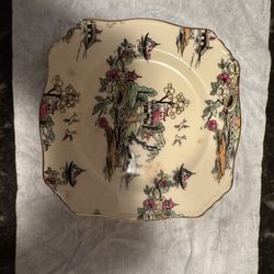 Royal Winton Grimwades Pekin Hand Painted Square Plate Asian Theme 1951 England