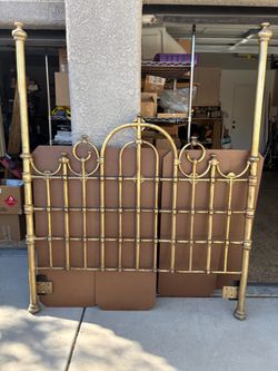 Cast-iron brass colored queen size headboard for queen size bed