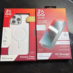 iPhone 16 Pro max ZAGG Crystal Palace Lite Snap And Xtr4 + Camera Lens Protection Bundle